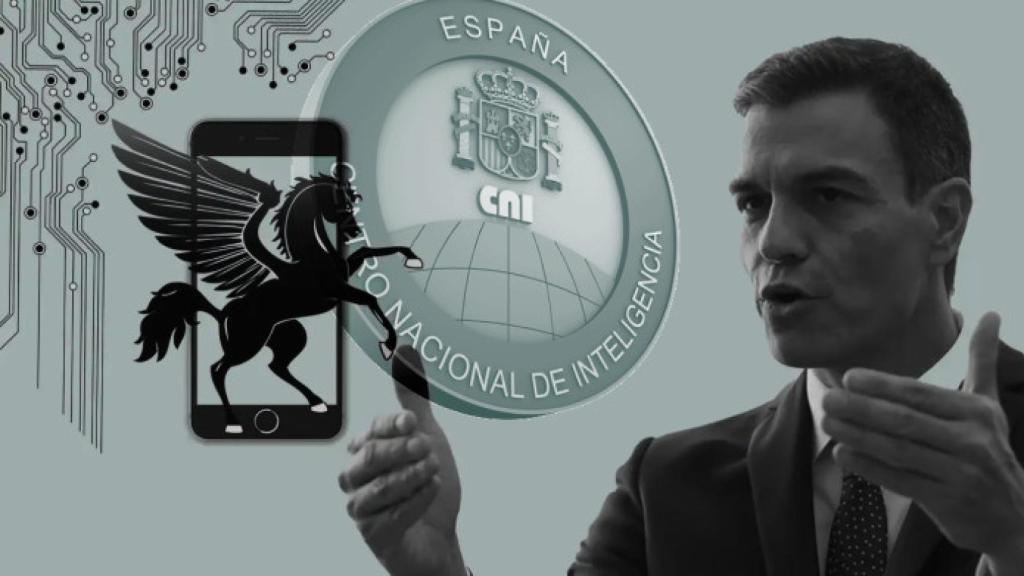 ilustración con el símbolo de Pegasus y el logo del CNI.