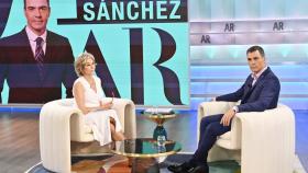 Pedro Sánchez durante su visita a 'El programa de Ana Rosa' de Telecinco.