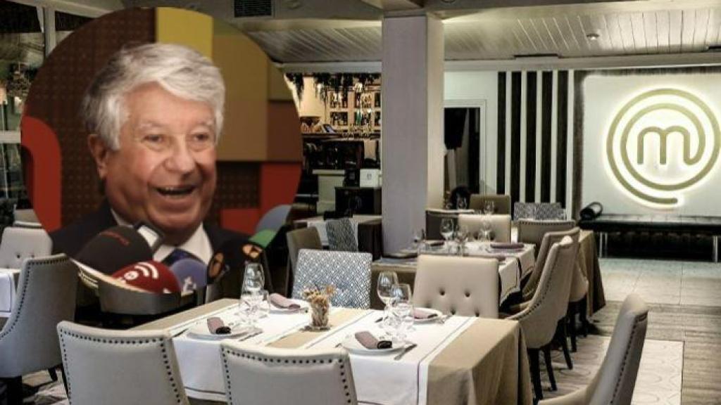 Montaje de Arturo Fernández y el interior del restaurante MasterChef.